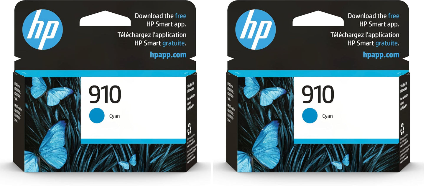 HP 910 Cyan Ink Cartridge 3YL58AN 2-Pack
