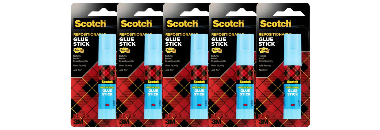 3M Removable Restickable Glue Stick 0.49oz 5-Pack