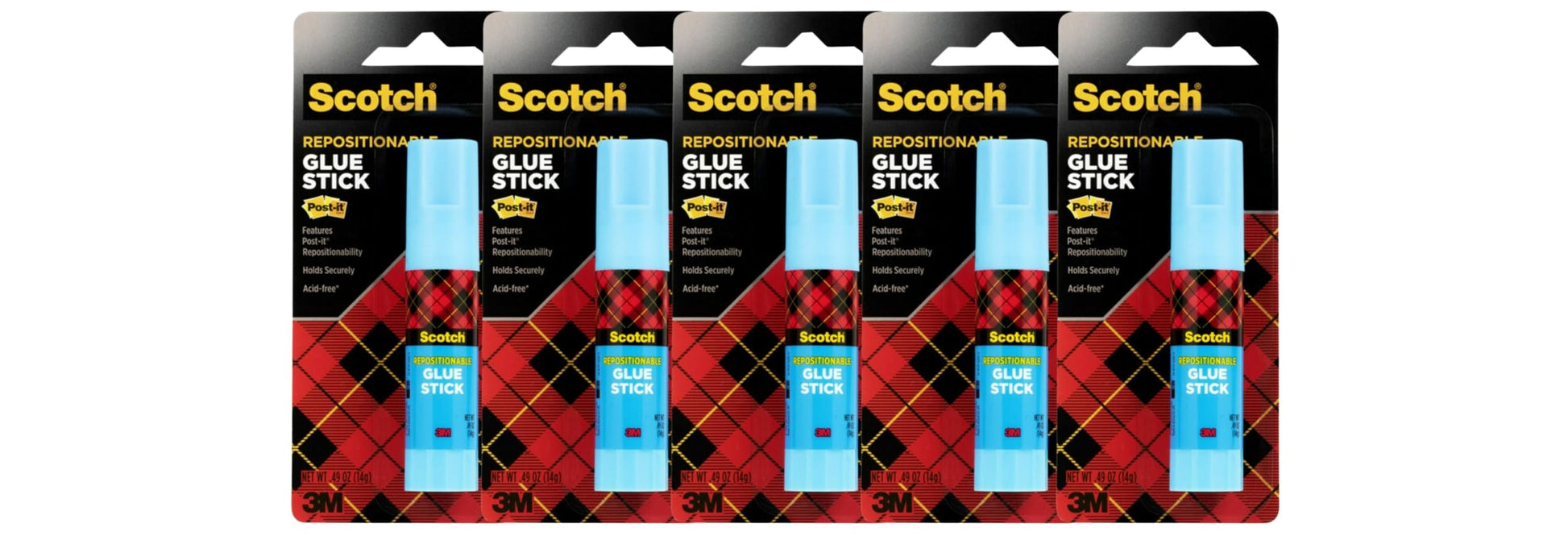 3M Removable Restickable Glue Stick 0.49oz 5-Pack
