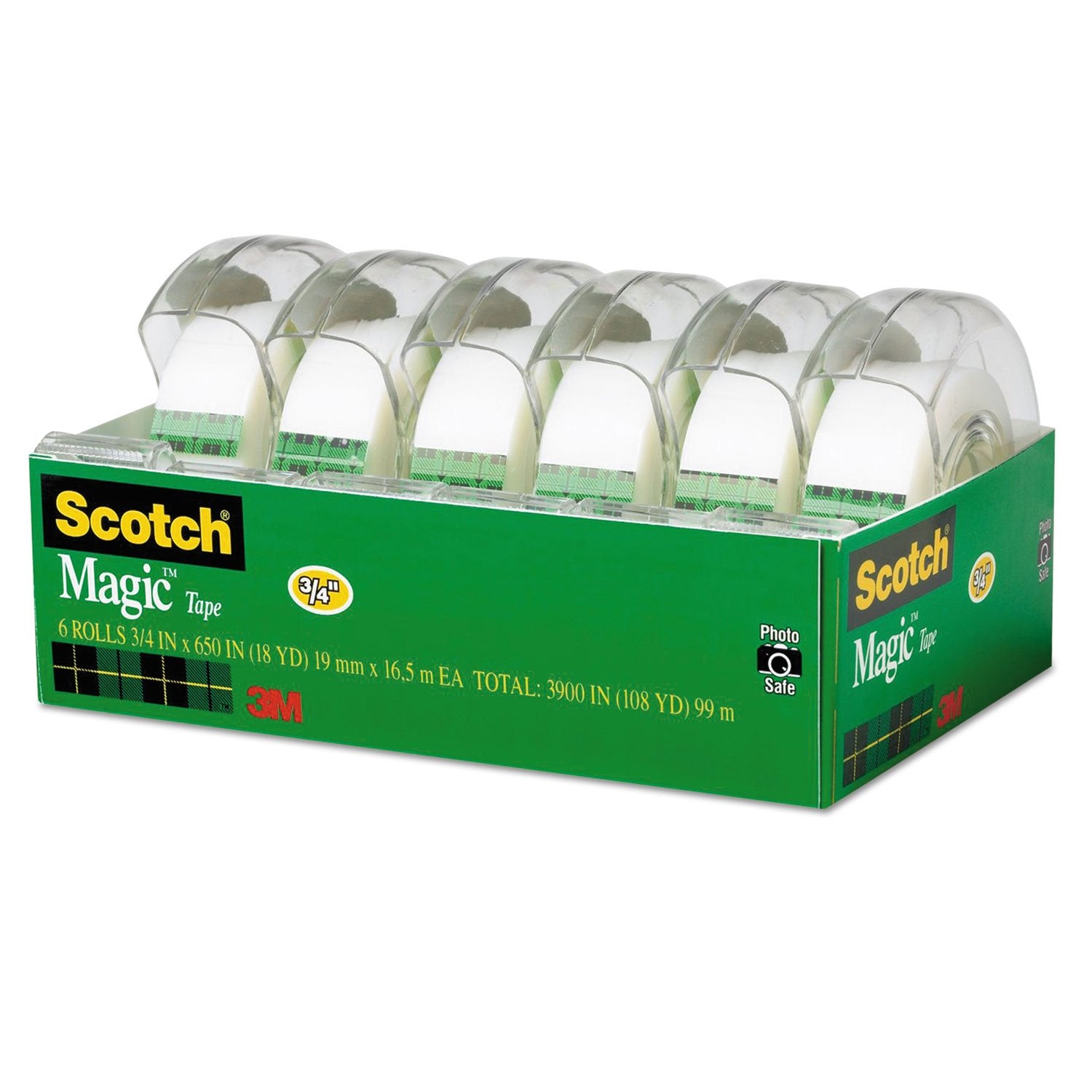 Scotch Magic Tape & Dispenser 6122, 3/4 in x 650 in, 6-Pack