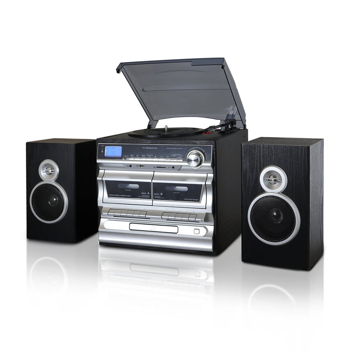 Trexonic 3-Speed Turntable CD Cassette Bluetooth USB