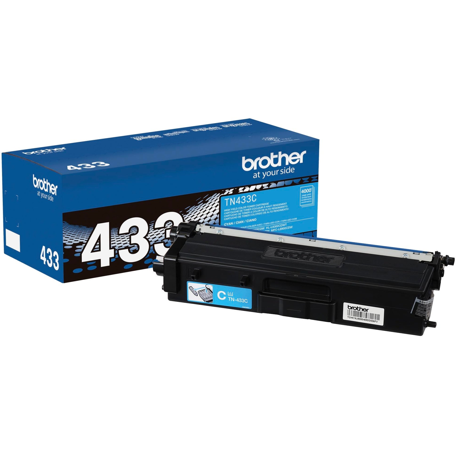 Brother Genuine High Yield Toner Cartridge, TN433C, Replacement Cyan Toner, Page Yield Up To 4,000 Pages, Amazon Dash Replenishment Cartridge, TN433