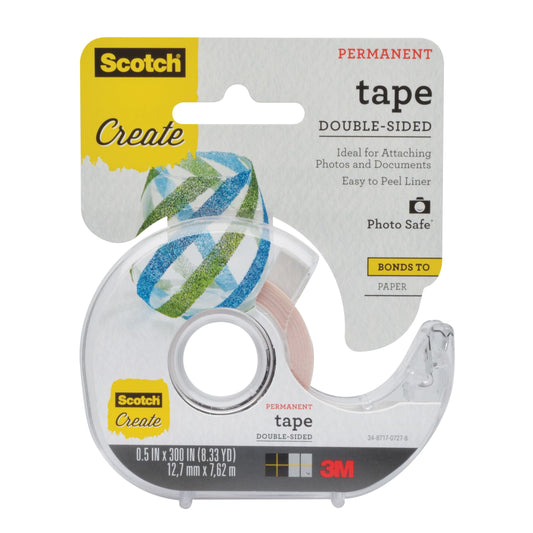 Scotch Create Double Sided Tape for Scrapbooking, Crafts, and School Projects, 1/2 in x 300 in, 1 Roll