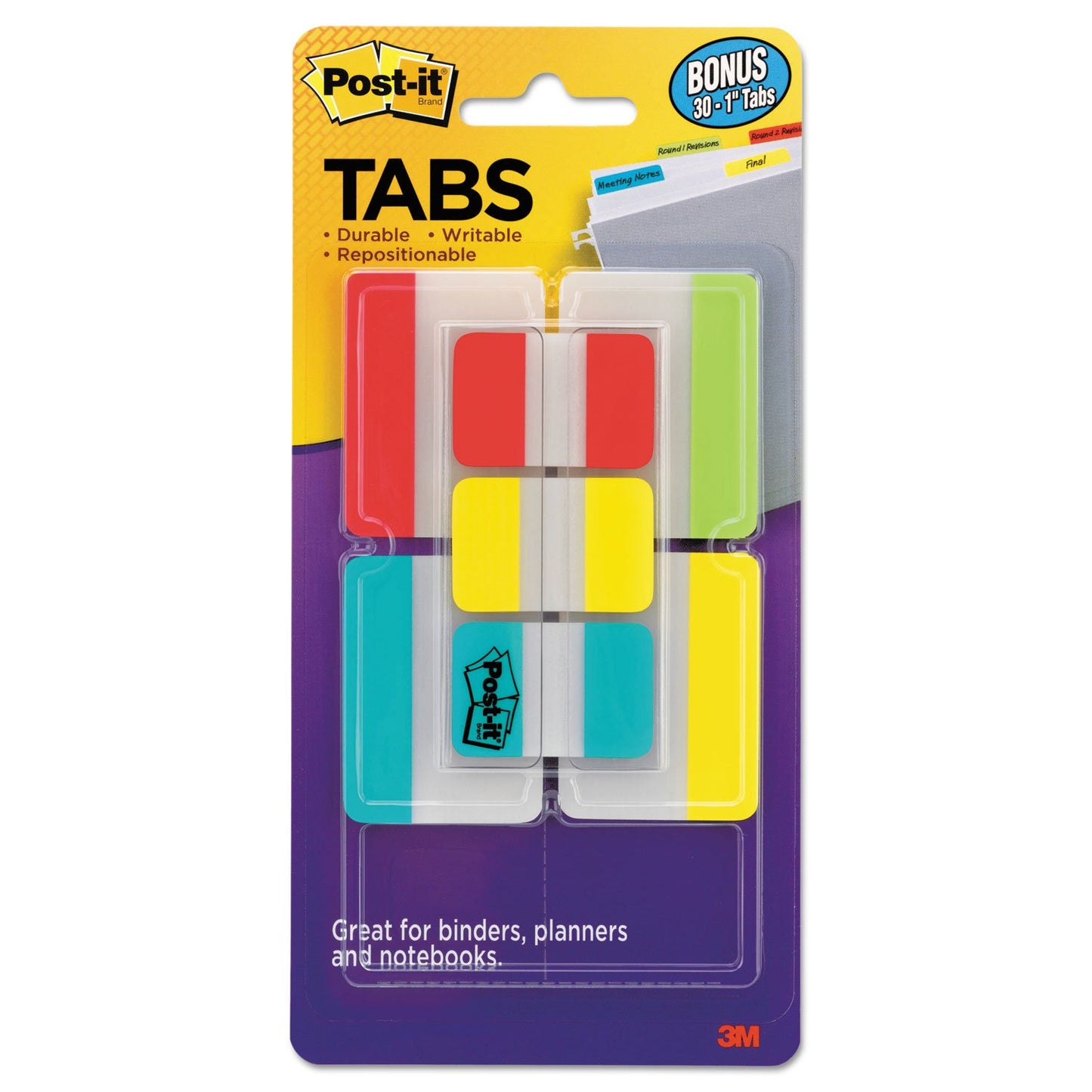 3M Post-it Tabs Value Pack, 1 in & 2 in, 114 Tabs