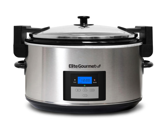 Maxi-Matic Elite Platinum MST-900VXD 8.5-Quart Stainless Steel Programmable Slow Cooker w/Locking Lid, Black