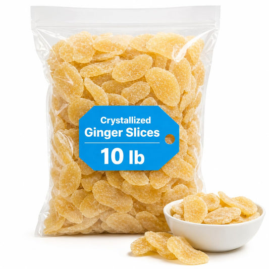 Imported Crystallized Ginger Slices 10 lb Bulk
