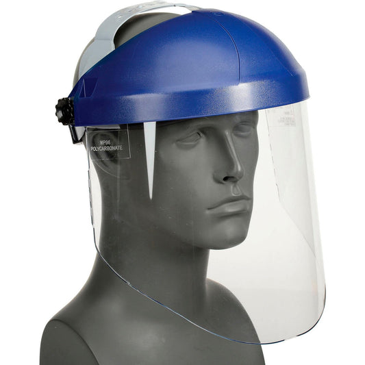 H8A Ratchet Headgear and Visor Combination with WP96 Clear Polycarbonate Faceshield, Complete Headgear and Face Shield Safety System, ANSI Z87, Adjustable, Thermoplastic 7000127244