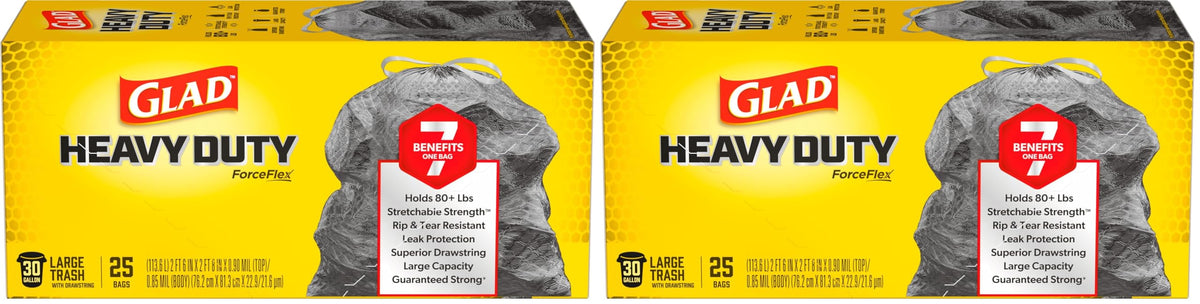 Glad ForceFlex Heavy Duty 30 Gal Trash Bags 25ct Pack of 2