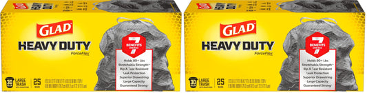 Glad ForceFlex Heavy Duty 30 Gal Trash Bags 25ct Pack of 2