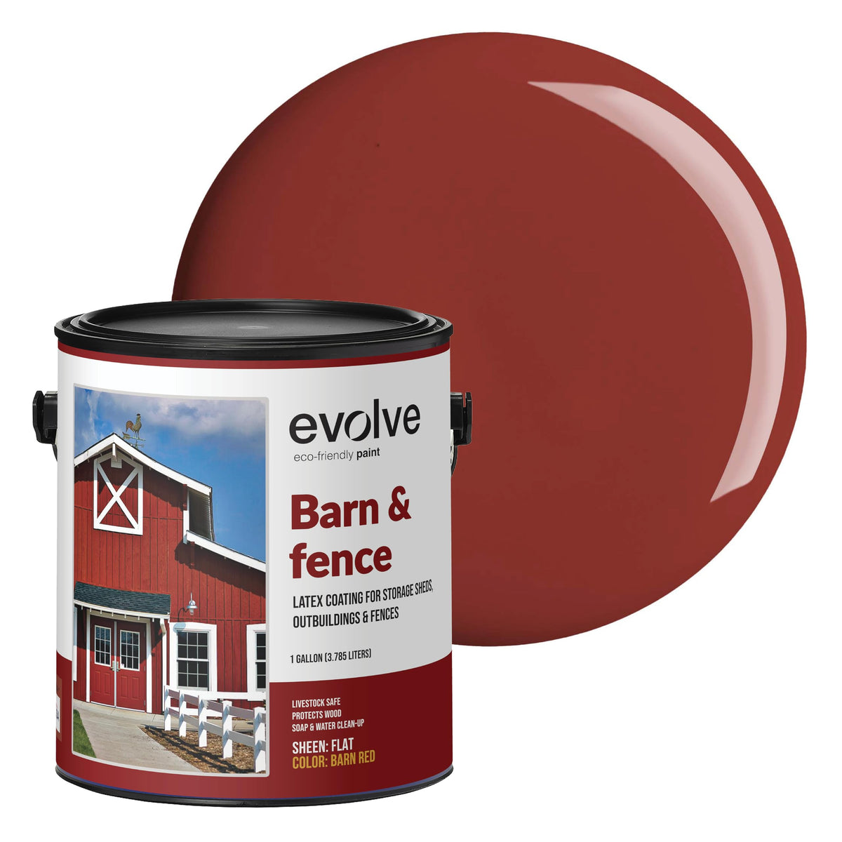 EVOLVE Barn & Fence Paint Flat Red 1 Gallon