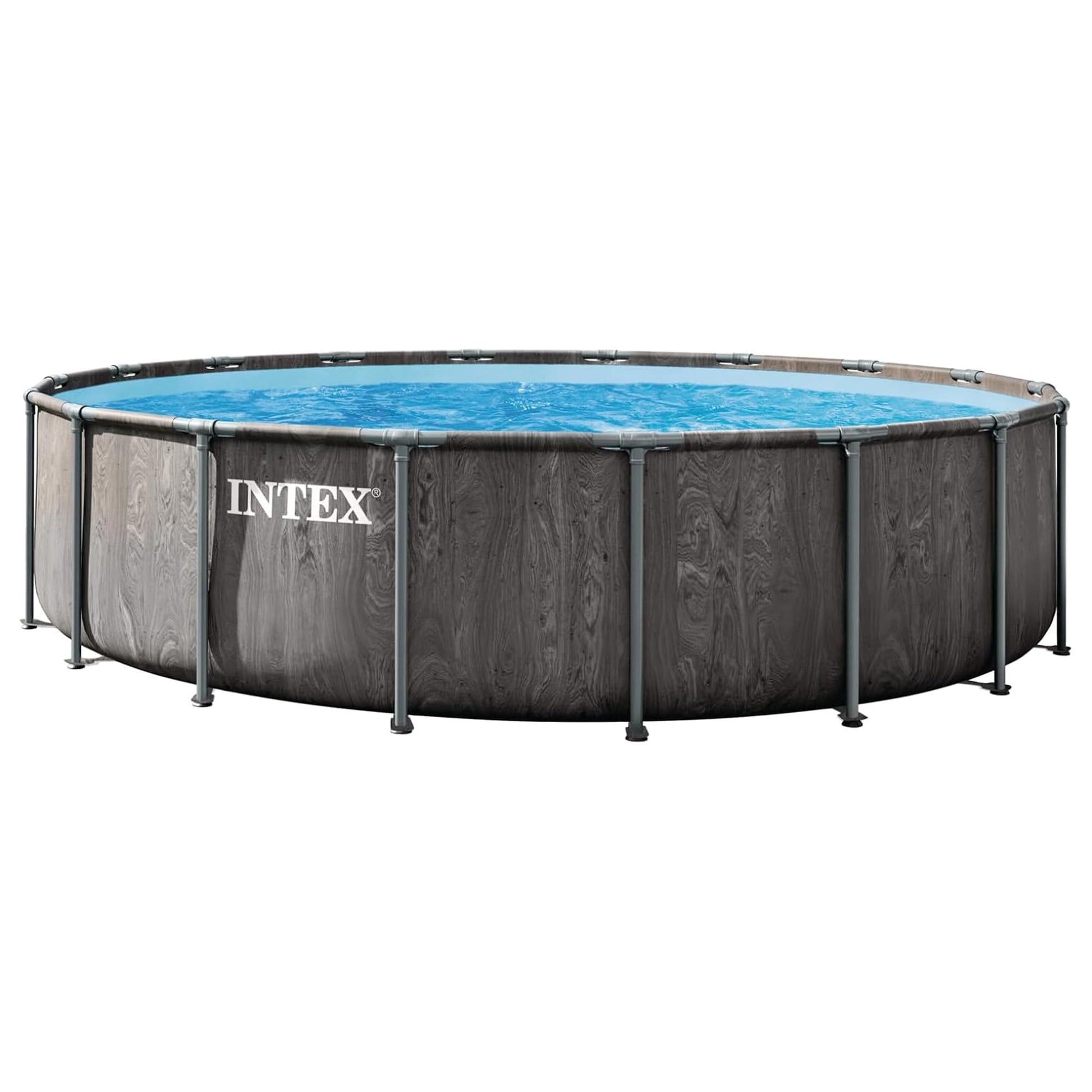 Intex 26743EH Prism 18ft x 48in Steel Frame Outdoor Above Ground Round Swimming Pool Set with Cover, Ladder, Filter Pump & 3" Chlorine Tabs, 25 lbs