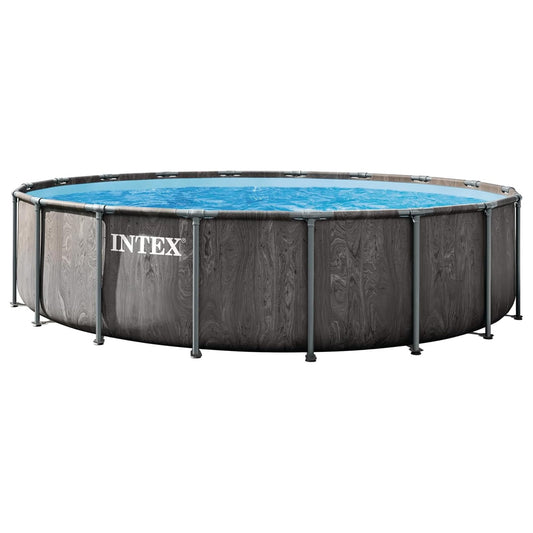 Intex 26743EH Prism 18ft x 48in Steel Frame Outdoor Above Ground Round Swimming Pool Set with Cover, Ladder, Filter Pump & 3" Chlorine Tabs, 25 lbs