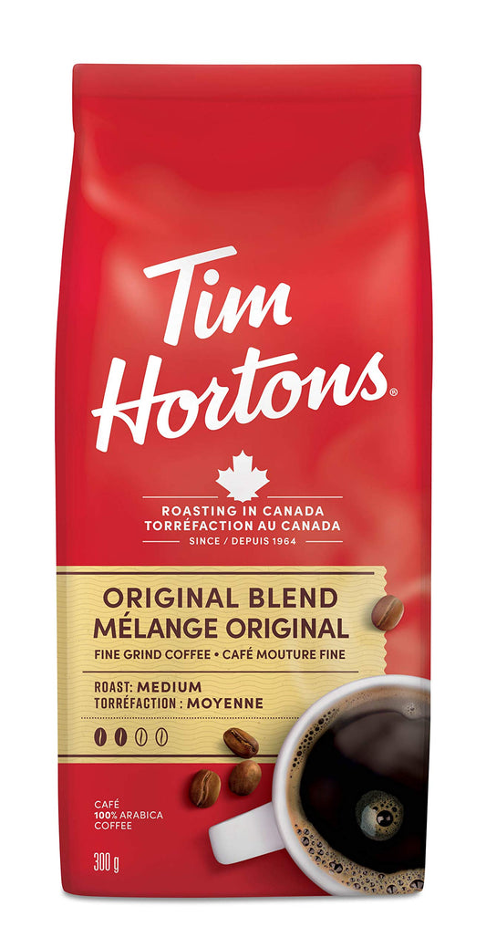Tim Hortons Original Coffee, Fine Grind Bag, Medium Roast, 300g (Imported from Canada)