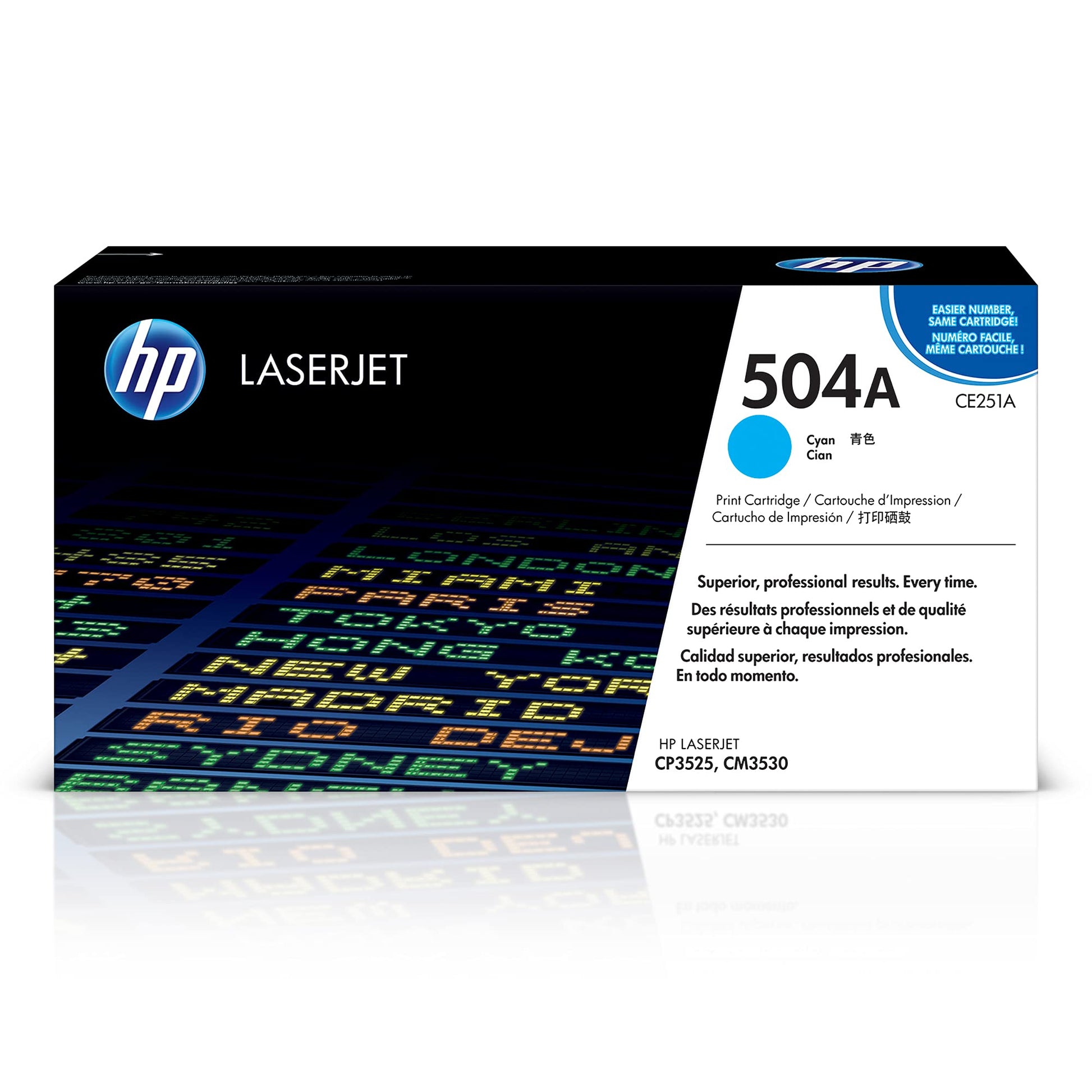 HP 504A Cyan Toner Cartridge | Works with HP Color LaserJet CM3530, CP3525 Series | CE251A