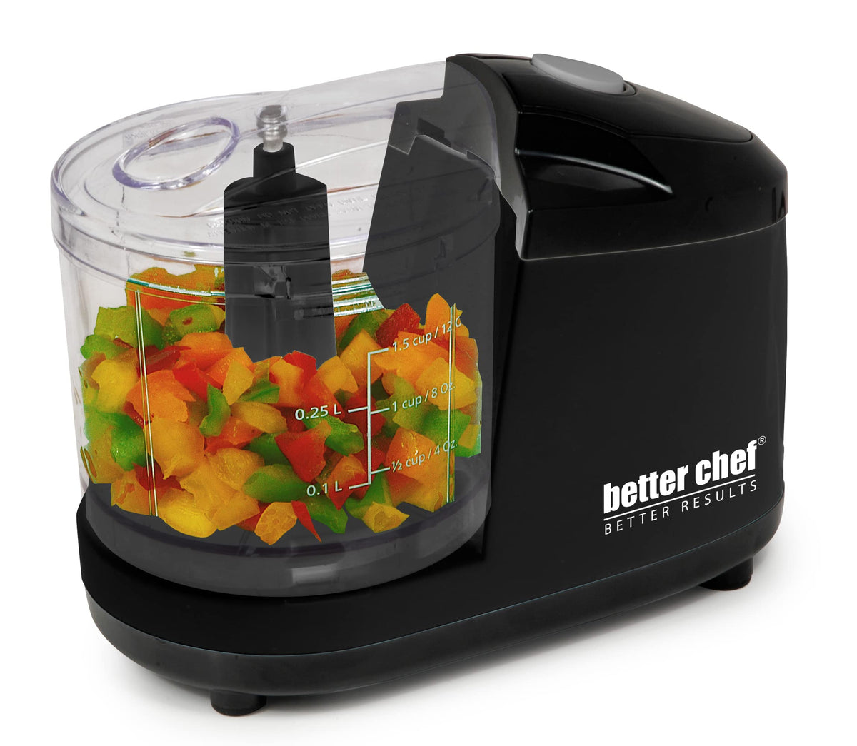 Better Chef 1.5-Cup Mini Food Processor | Stainless-Steel Blade | Pulse Switch (Black)