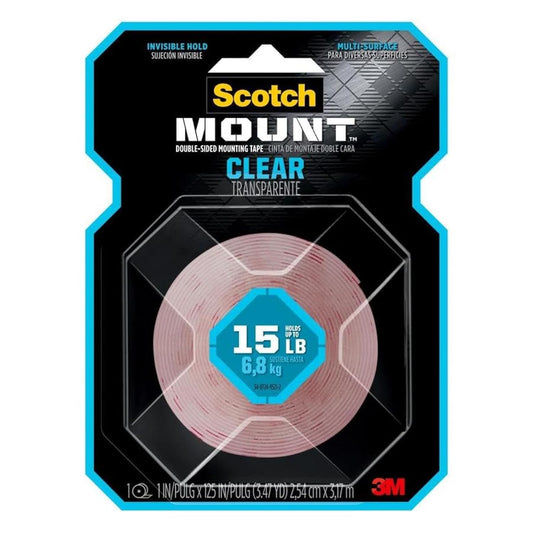 3M Scotch-Mount Clear Double-Sided Tape 1 in x 125 in