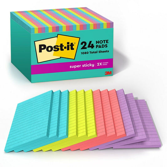 3M Post-it Super Sticky Notes 4x6in 24-Pack