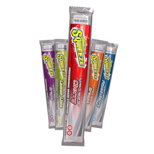 Sqwincher Sqweeze Low Sodium Electrolyte Freezer Pops, 5 Flavor Variety Pack - Lemon Lime, Grape, Cherry, Mixed Berry, Orange, (150 Total Freezer Pops)