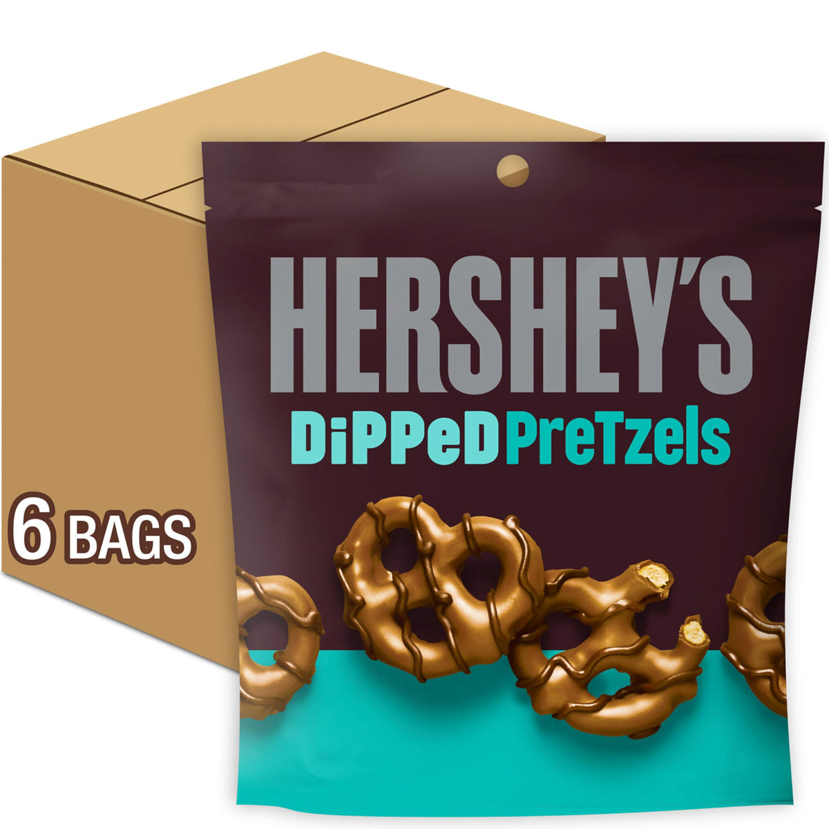 HERSHEY'S Milk & Dark Chocolate Dipped Pretzels 8.5 oz, 6 Pack