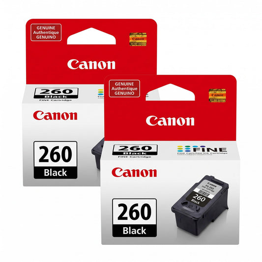 Canon PG-260 Genuine Black Ink Cartridge, Compatible with TS5320/6420/6420a,TR7020/7020a (Pack of 2)