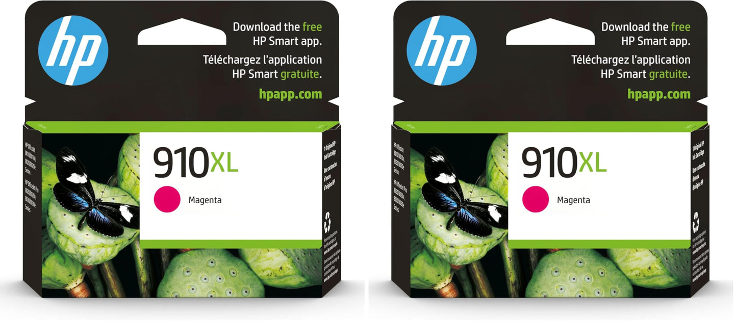 HP 910XL Magenta High-Yield Ink Cartridge | Works with OfficeJet 8010,8020 Series,OfficeJet Pro 8020,8030 Series | Eligible for Instant Ink-| 3YL64AN,(Pack of 2)