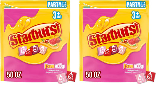Starburst, FaveREDS Fruit Chews Candy Party Size Bag, 50 oz (Pack of 2)