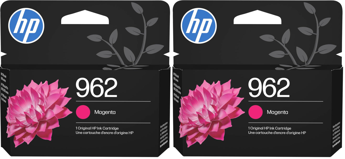 HP 962 Magenta Ink Cartridge Works with OfficeJet 9010, Pro 9010, 9020 Eligible for Instant Ink 3HZ97AN, (Pack of 2)