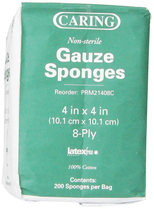 Medline PRM21408C Caring Woven Non-Sterile Gauze Sponges, 4"x4" (Case of 4000)