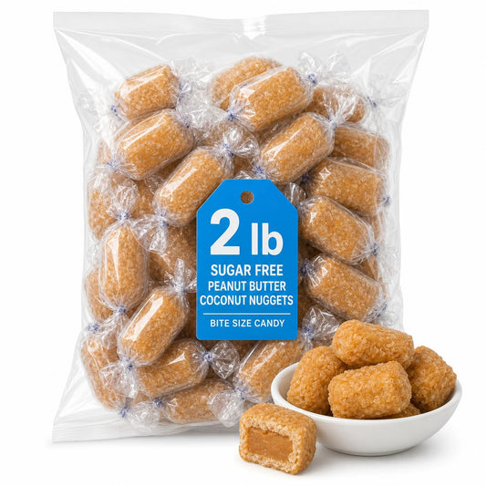 Sugar Free Peanut Butter Coconut Nuggets, Bite Size Candy, 2 lb Bag