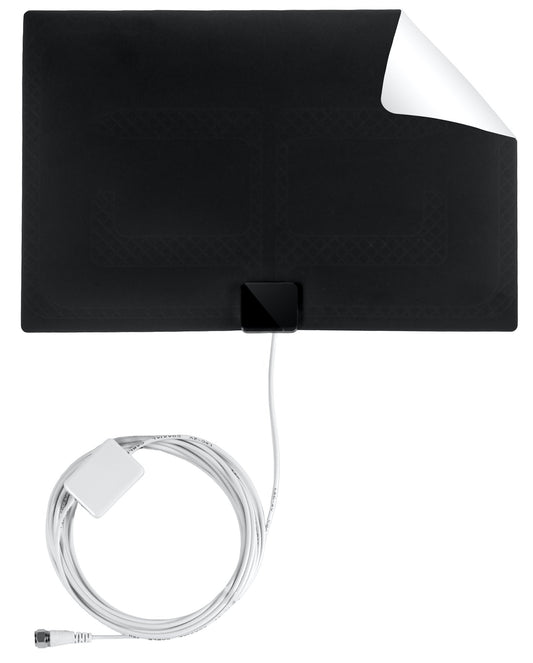 Taktick HDTV Antenna -Indoor Amplified Ultra Thin - Upgraded Version with 35 Mile Range and 15ft Coax Cable -Black and White - Reversible