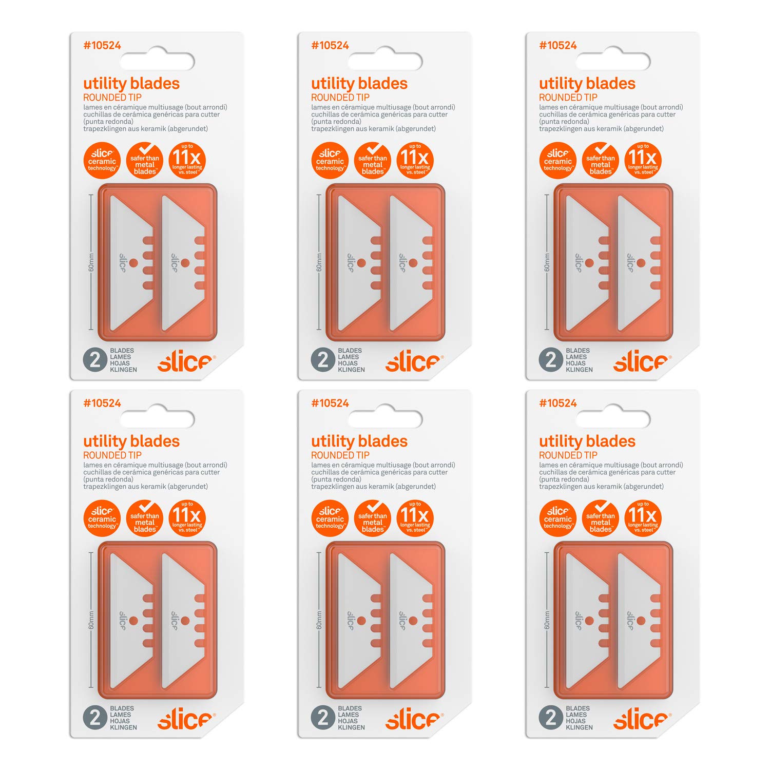 Slice 10524 Ceramic Utility Blades Rounded-Tip 12 Pack