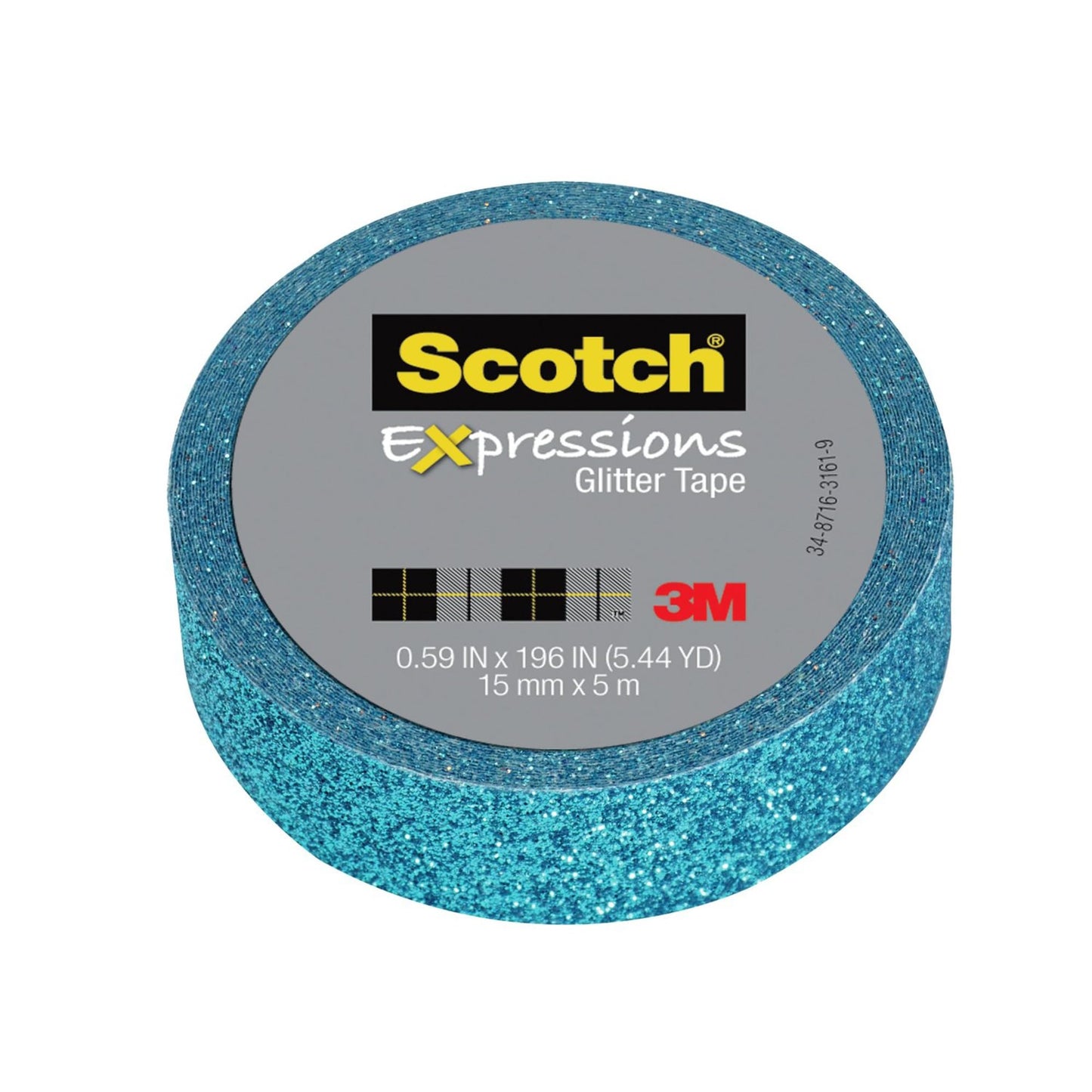 3M Scotch Expressions Glitter Tape 0.59" x 196" Teal Blue