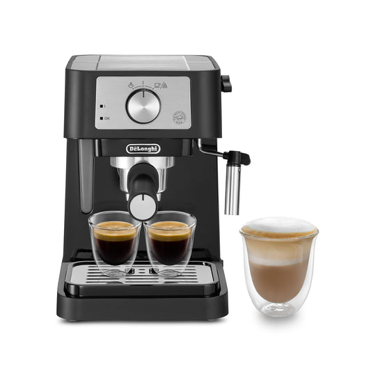 De'Longhi Stilosa Manual Espresso Machine, Latte & Cappuccino Maker, 15 Bar Pump Pressure + Manual Milk Frother Steam Wand, Black / Stainless, EC260BK (Renewed)