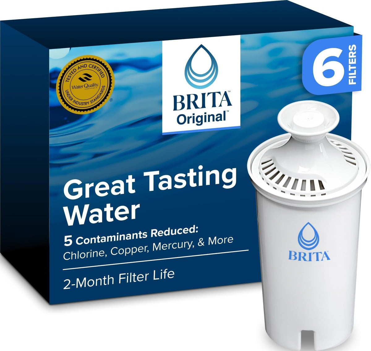Brita Standard Water Filter Replacements, 6 Pack