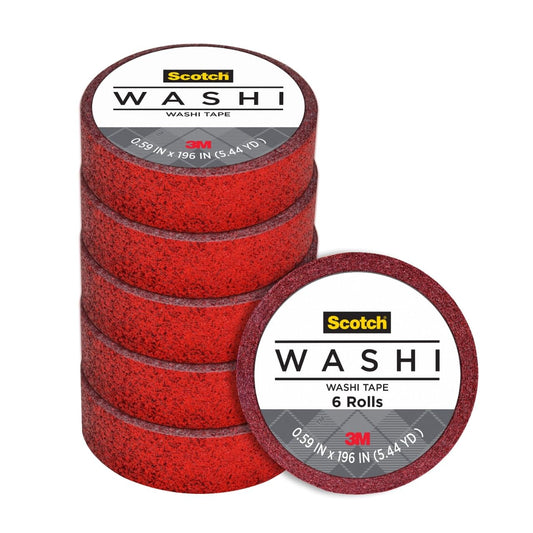 3M Scotch Expressions Glitter Washi Tape 0.59in x 196in 6pk