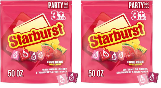 Starburst, FaveREDS Fruit Chews Candy Party Size Bag, 50 oz (Pack of 2)