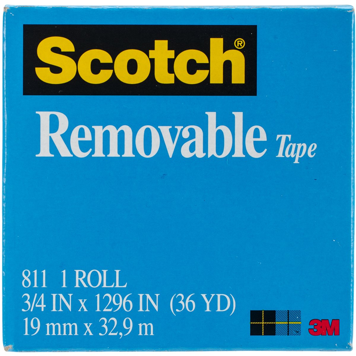 Scotch 811121296 Removable Tape, 1/2" x 1296", 1" Core, Transparent