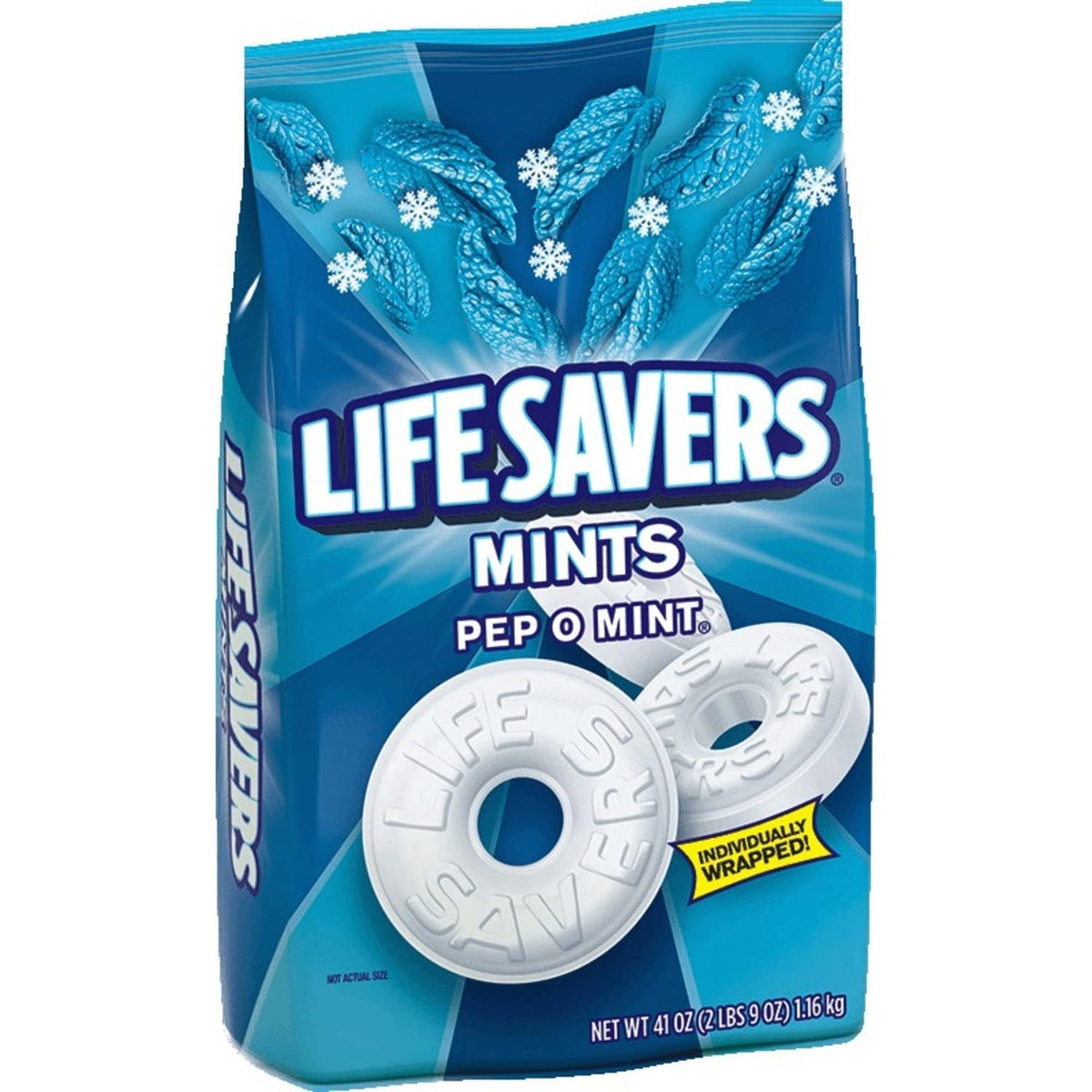 LIFE SAVERS Pep-O-Mint Peppermint Hard Candy Individually Wrapped, Party Size Bulk Hard Candy, 44.93 oz Bag