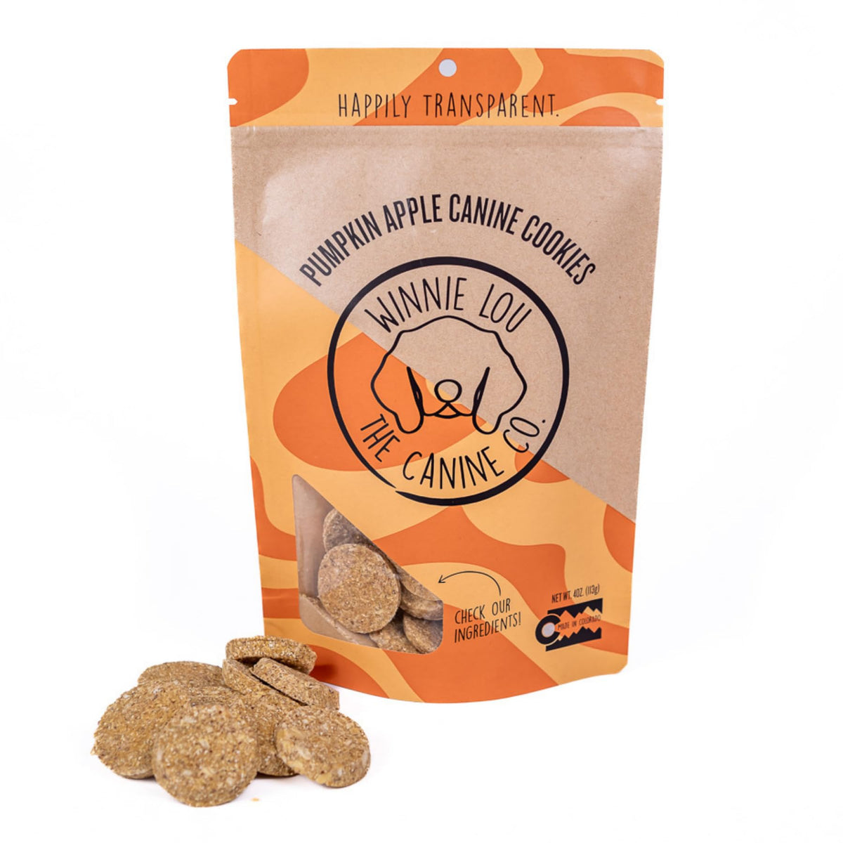 Winnie Lou Pumpkin Apple Dog Cookies 1 Pack