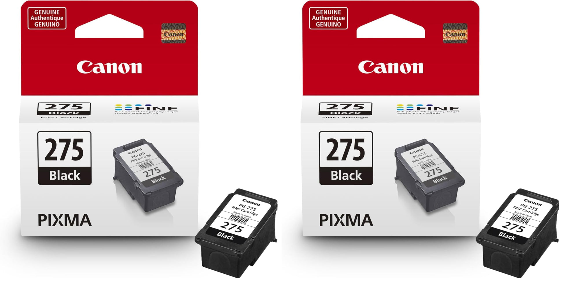 Canon PG-275 Black Ink Tank, Compatible to PIXMA TS3520, TS3522 and TR4720 Printers (Pack of 2)