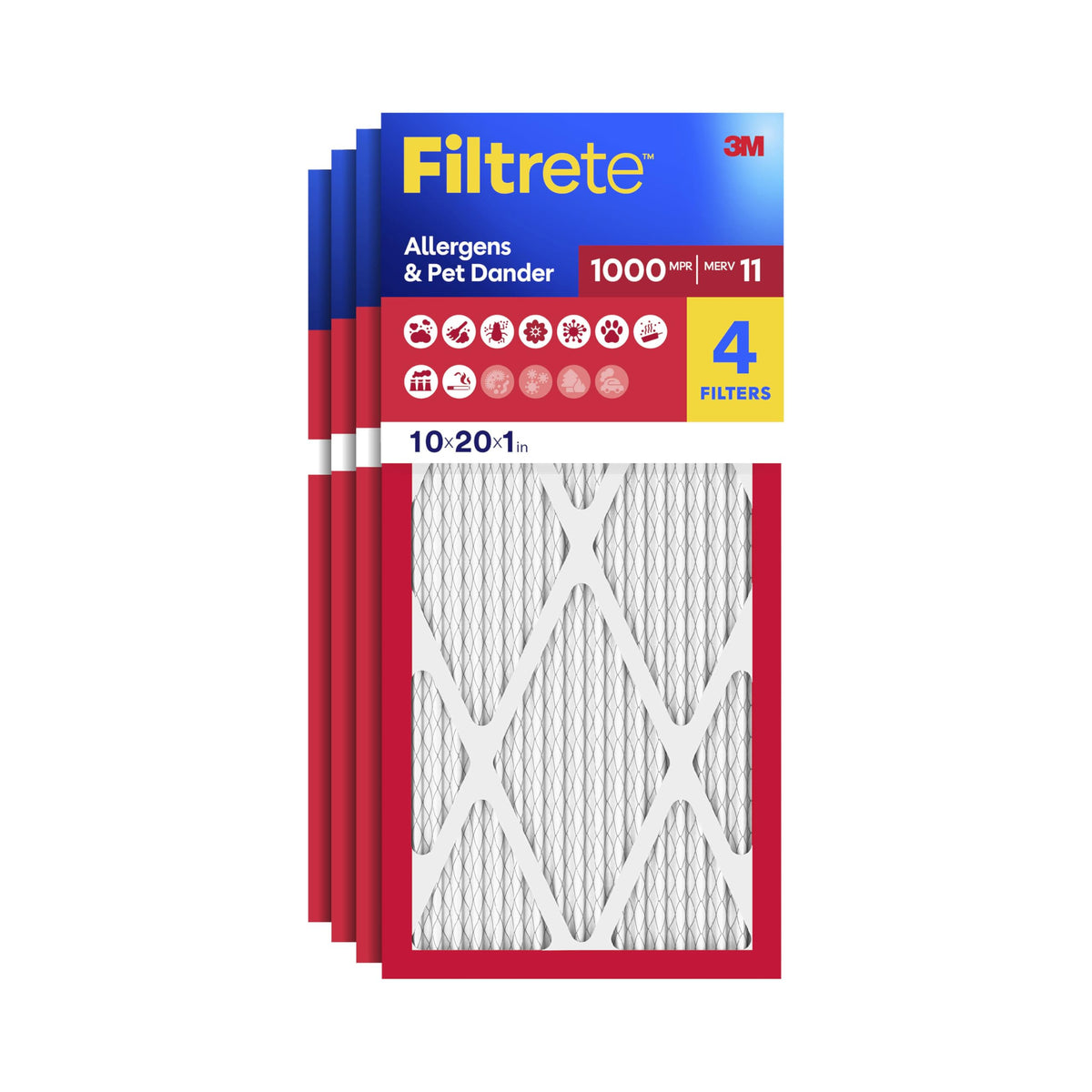 3M Filtrete 10x20x1 Air Filter 4-Pack