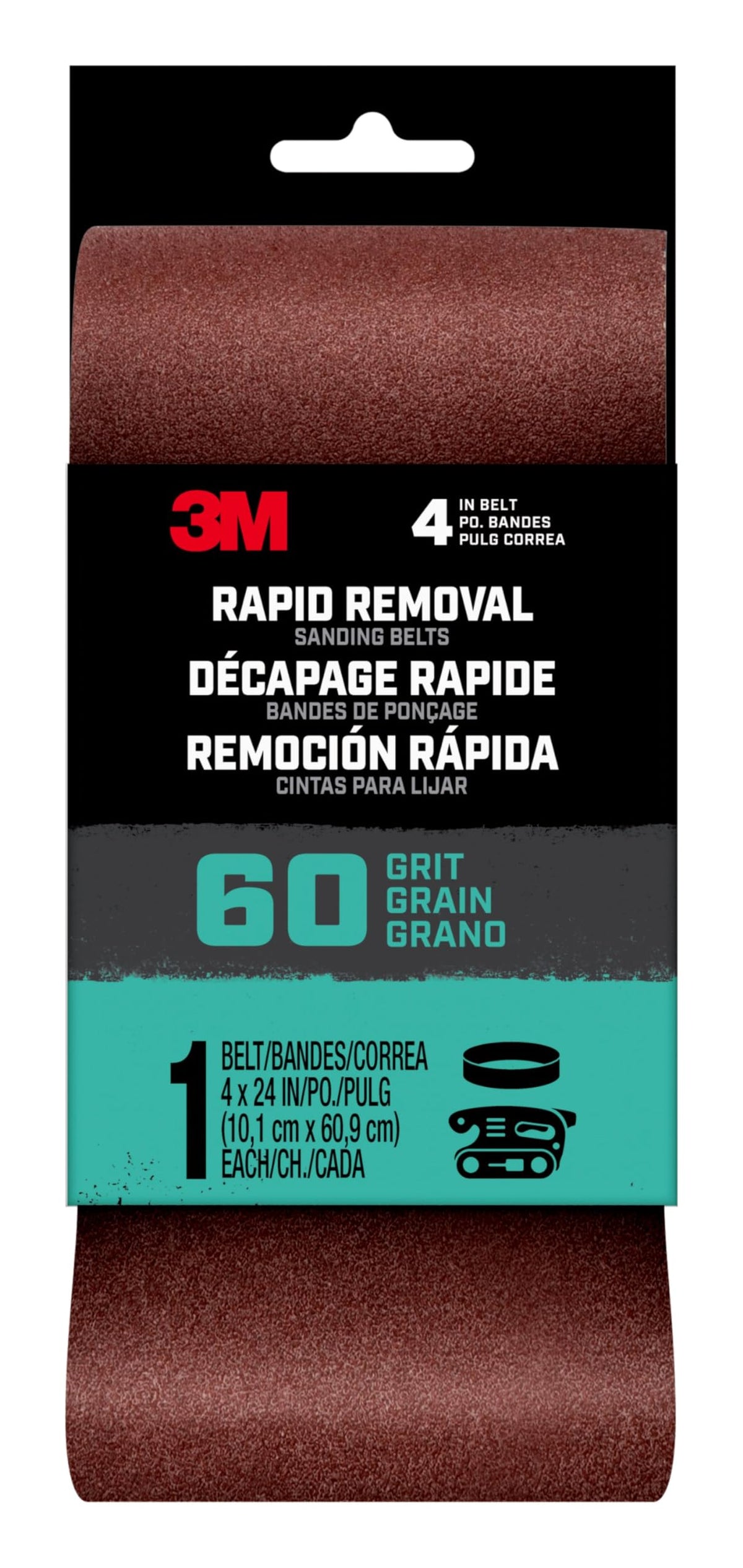 3M Rapid Removal Power Sanding Belt 4" x 24" 60 Grit