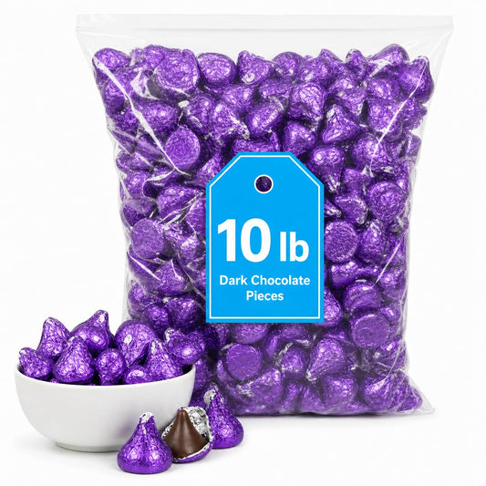 's Special Dark Kisses Chocolate, Bulk 10 LBs (Approx. 1000 Individually Wrapped Pieces), Purple Foil Candy - 034000859528 B0F1DKPQL3