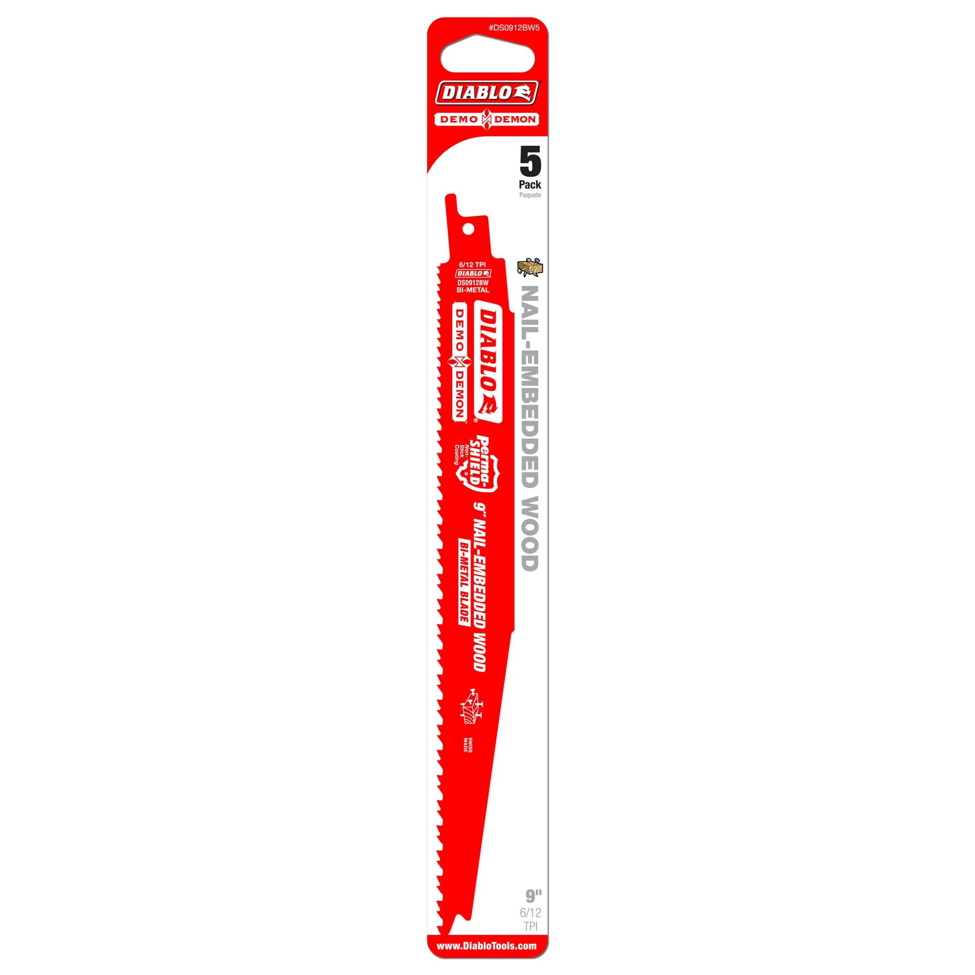Diablo Demon 9in 6/12TPI Recip Saw Blades 5pk