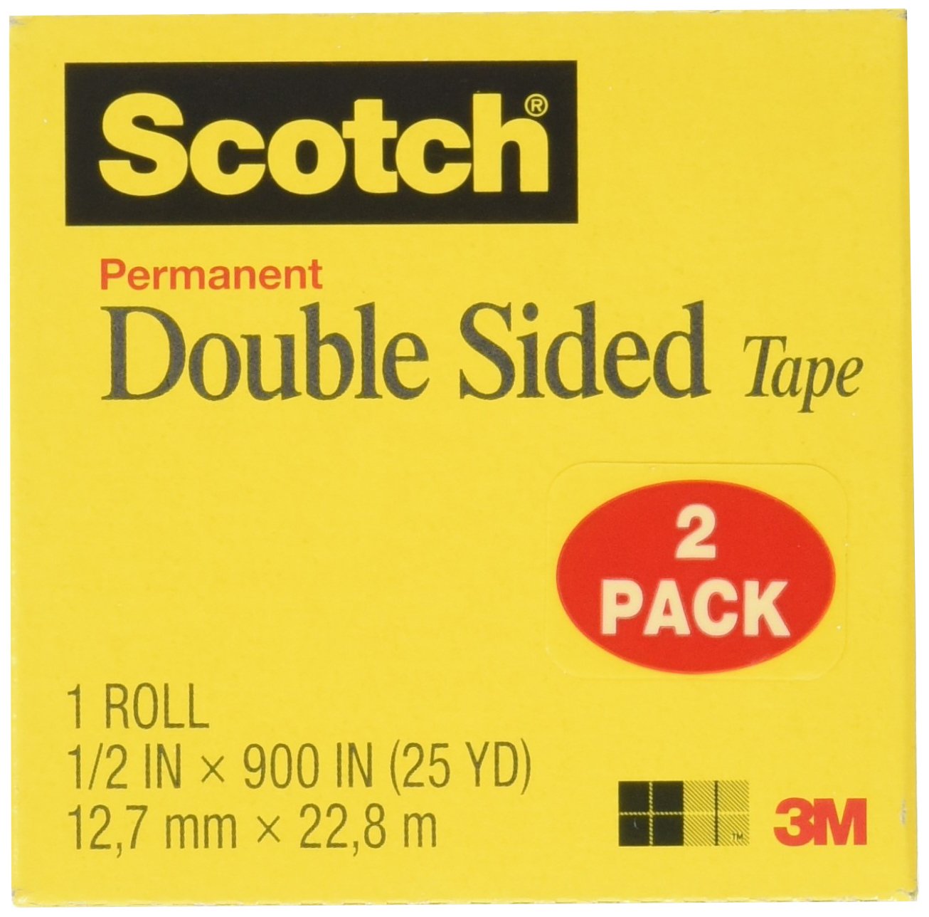Scotch 665 Double-Sided Office Tape, 1/2 Inch x 900 Inches, 1-Inch Core, Clear, 8 Rolls