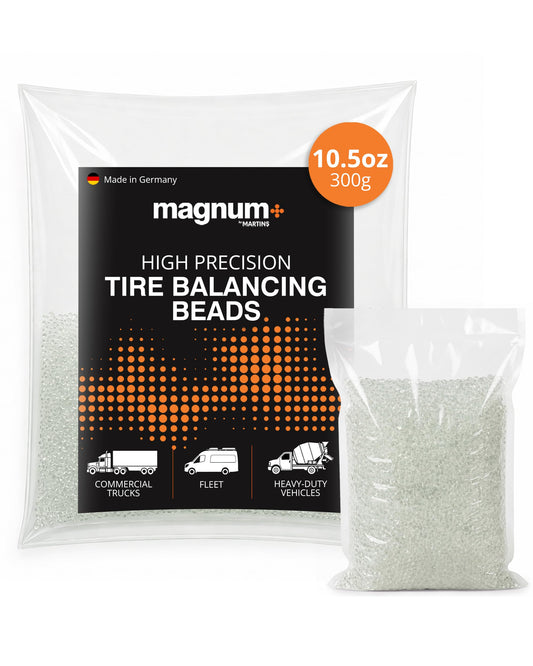 magnum+ Tire Balancing Beads for Trucks, Trailer, Off-Road Vehicles – TPMS Compatible Tempered Glass Wheel Balance Beads – One Bag x 10.5oz/300g