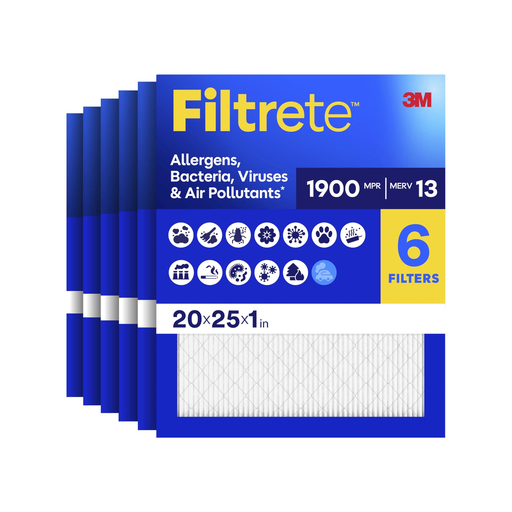 3M Filtrete 20x25x1 MERV 13 Air Filter 6-Pack