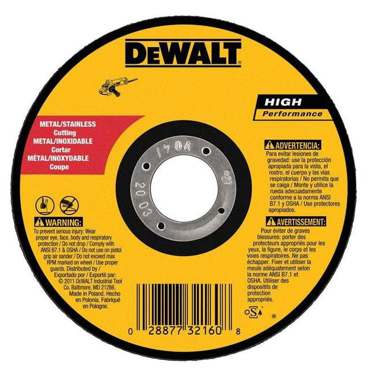 DEWALT DW8063 5" x 0.045" x 7/8" Metal Cutting Wheel 5-Pack