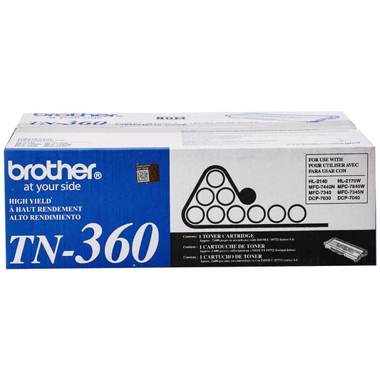 Brother Genuine TN360 2-Pack High Yield Black Toner Cartridge with approximately 2,600 page yield/cartridge