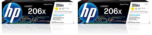 HP 206X Yellow High-Yield Toner Cartridge | Works with Color LaserJet Pro M255,MFP M282,M283 Series | W2112X,(Pack of 2)